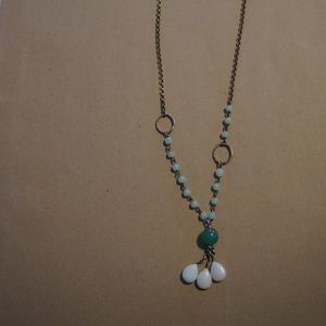Long green beaded necklace